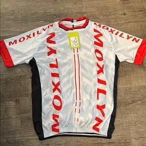 NWT Moxilyn Cycling Jersey Mountain Bike Top Zipper Pockets Reflective Red
